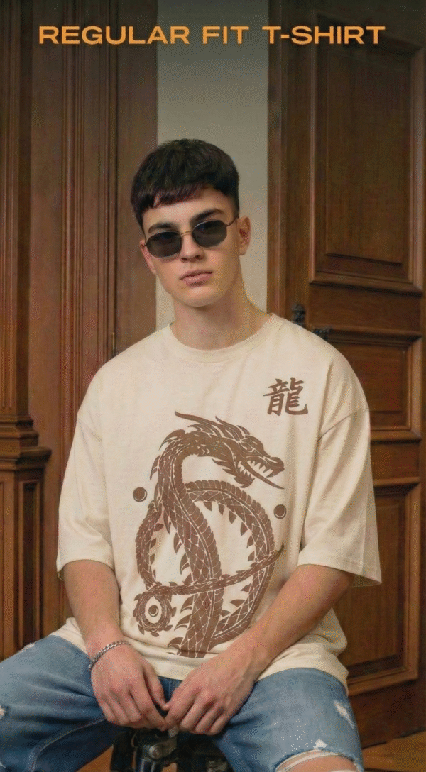 White Dragon Print T-Shirt